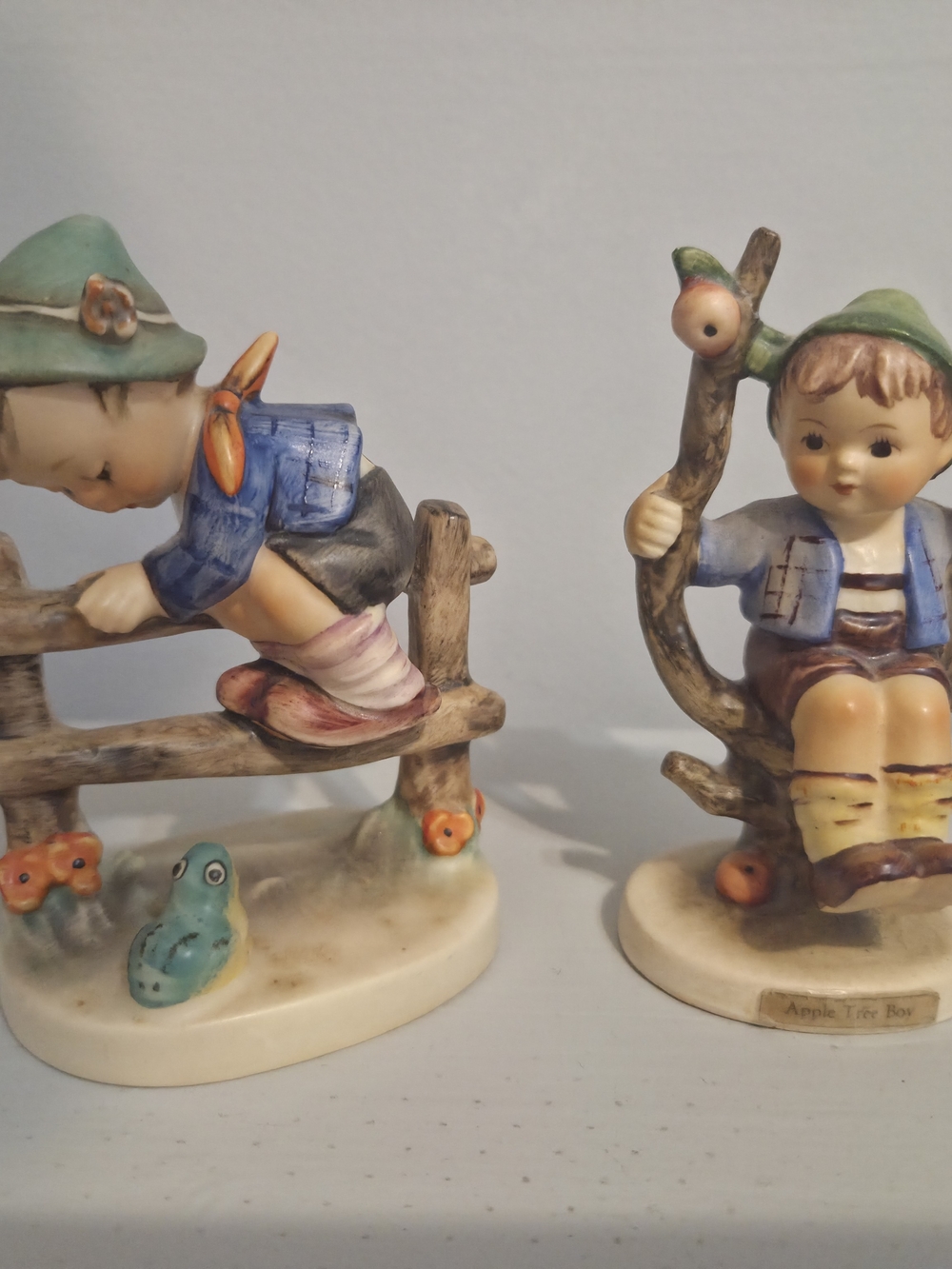 Hummel Figurines 'Retreat To Safety' & 'Appletree Boy' 2pc German Collectables